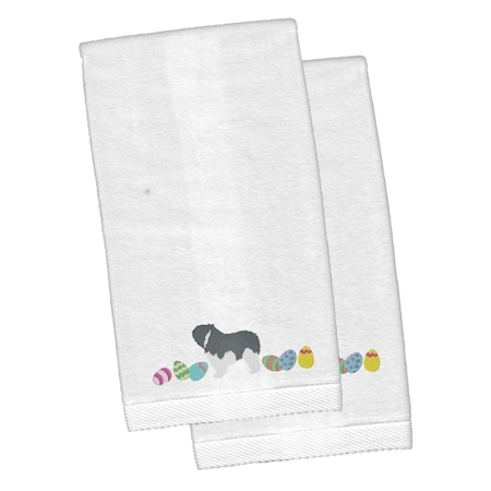 Carolines Treasures Polish Lowland Sheepdog Easter White Embroidered Plush Hand Towel, 2PK CK1669KTEMB
